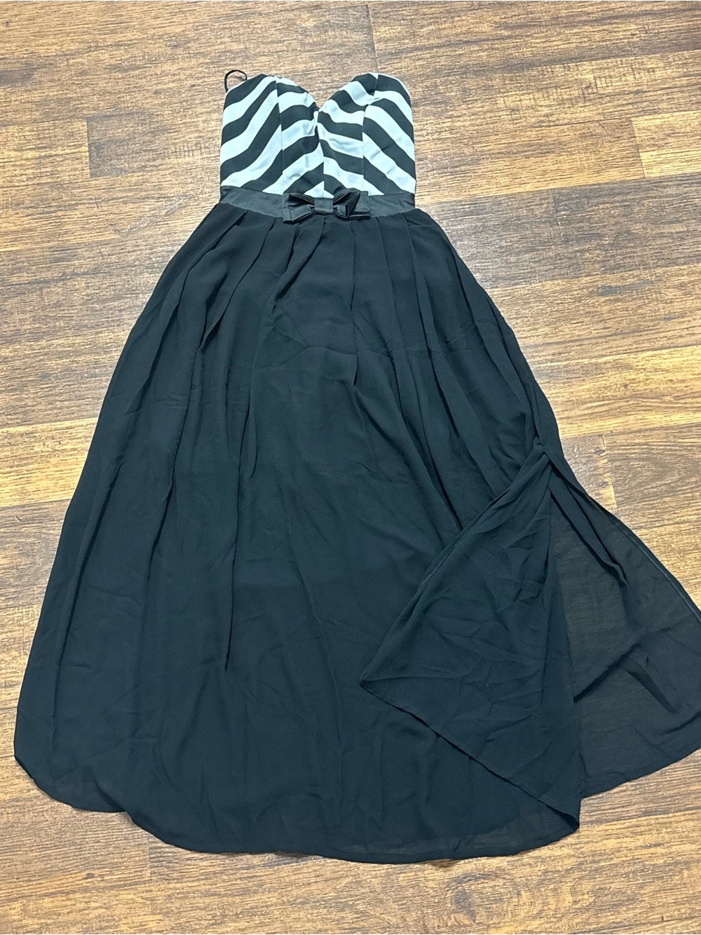 Sara Black Maxi Skirt with Black-and-White Striped Waist